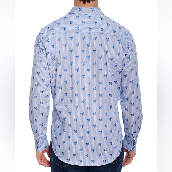 NWT Robert Graham Hockney Skull-Print Button-Down Shirt in Blue  Size XL - Picture 6 of 16